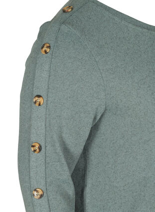 Long-sleeved blouse with button details, Balsam Green Melange, Packshot image number 3