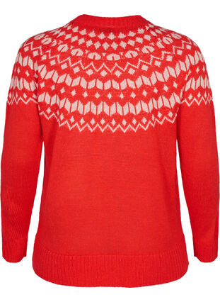 Knitted jumper with jacquard pattern, Fiery Red Comb, Packshot image number 1