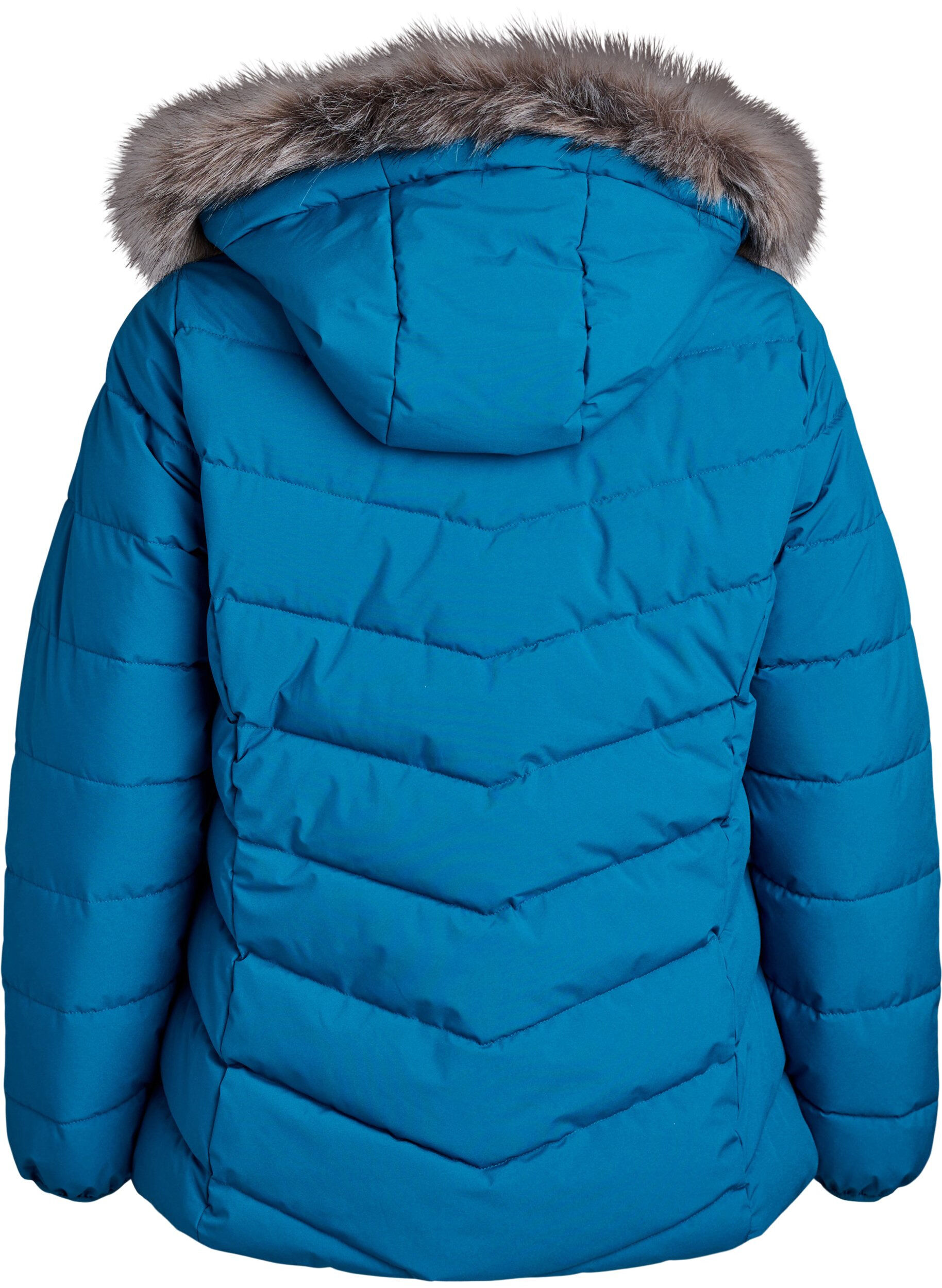 Zizzifashion Short puffer jacket with hood, Petrol, Packshot image number 1