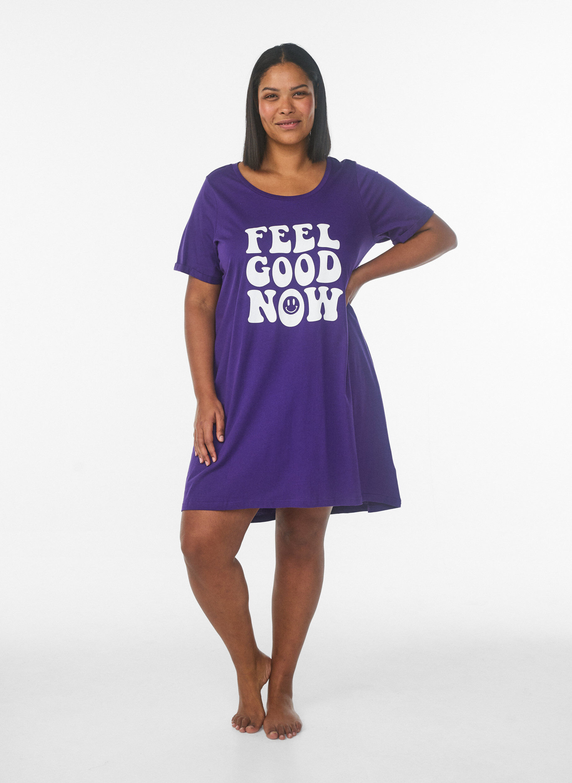 ZizzifashionShort-sleeved nightgown in organic cotton, Blue, Model image number 1