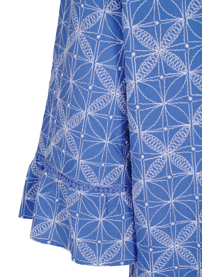 Tunic with embroidery and tie detail, Blue, Packshot image number 3