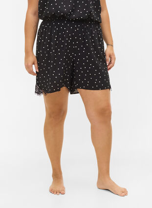 	 Spotted viscose night shorts, Angora Dot, Model image number 2