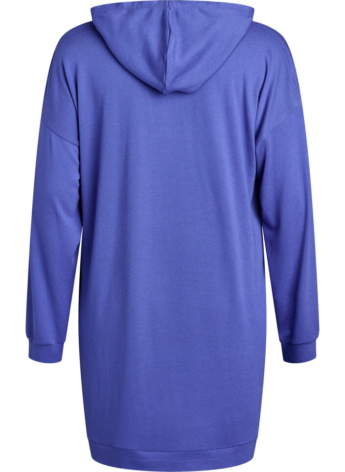 Short hoodie dress with a kangaroo pocket, Blue, Packshot image number 1