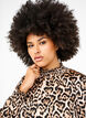 Smocked leopard print blouse, Brown, Model image number 3