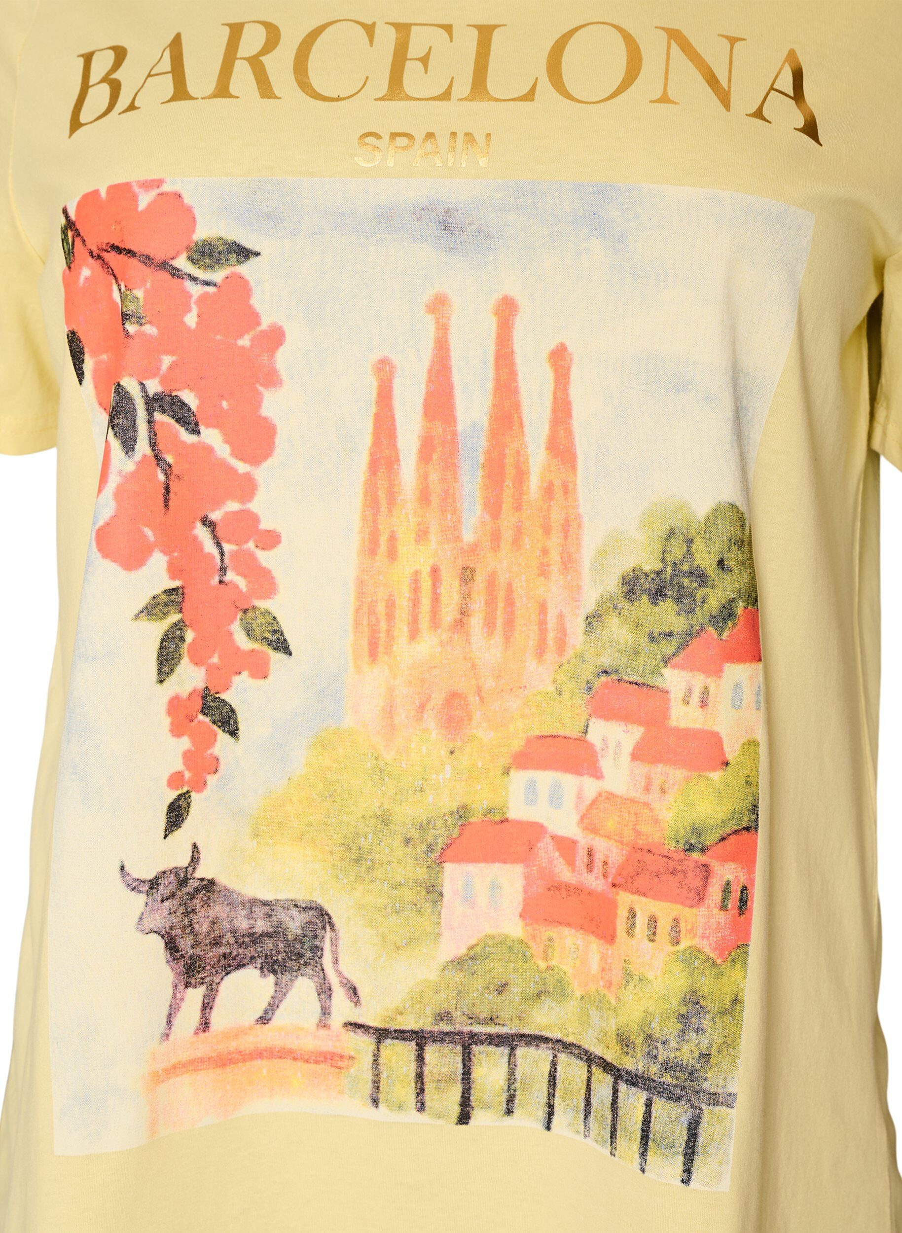 ZizzifashionCotton T-shirt with print, Yellow, Packshot image number 2