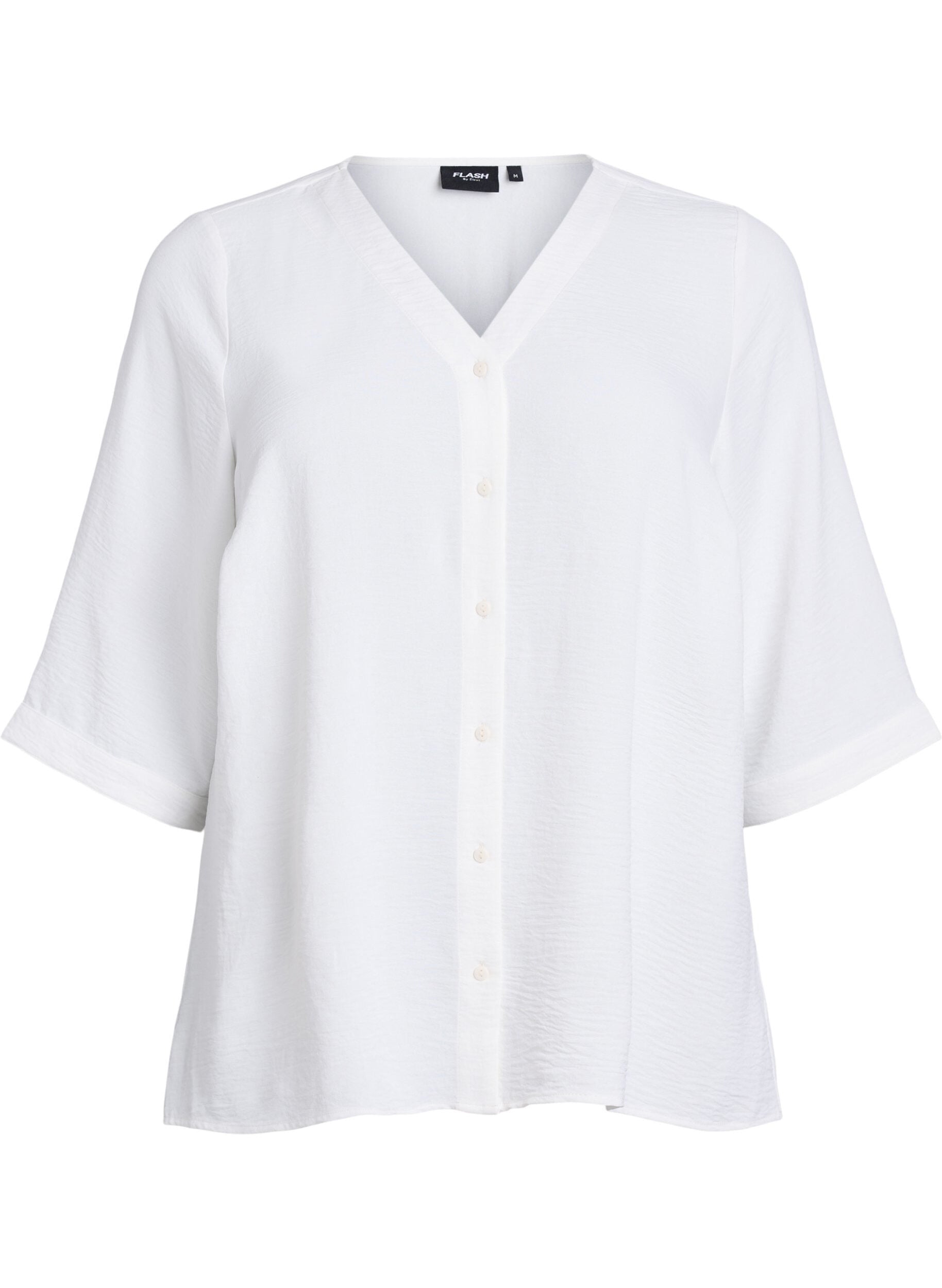 Shirt Blouse with V-Neck and 3/4 Sleeves