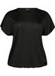Jersey blouse with textured stripes and a smocked hem, Black, Packshot image number 0