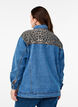 Denim shirt with leopard print details, Blue, Model image number 2