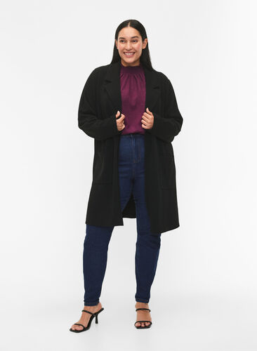 FLASH - Long blazer with pockets, Black, Model image number 2