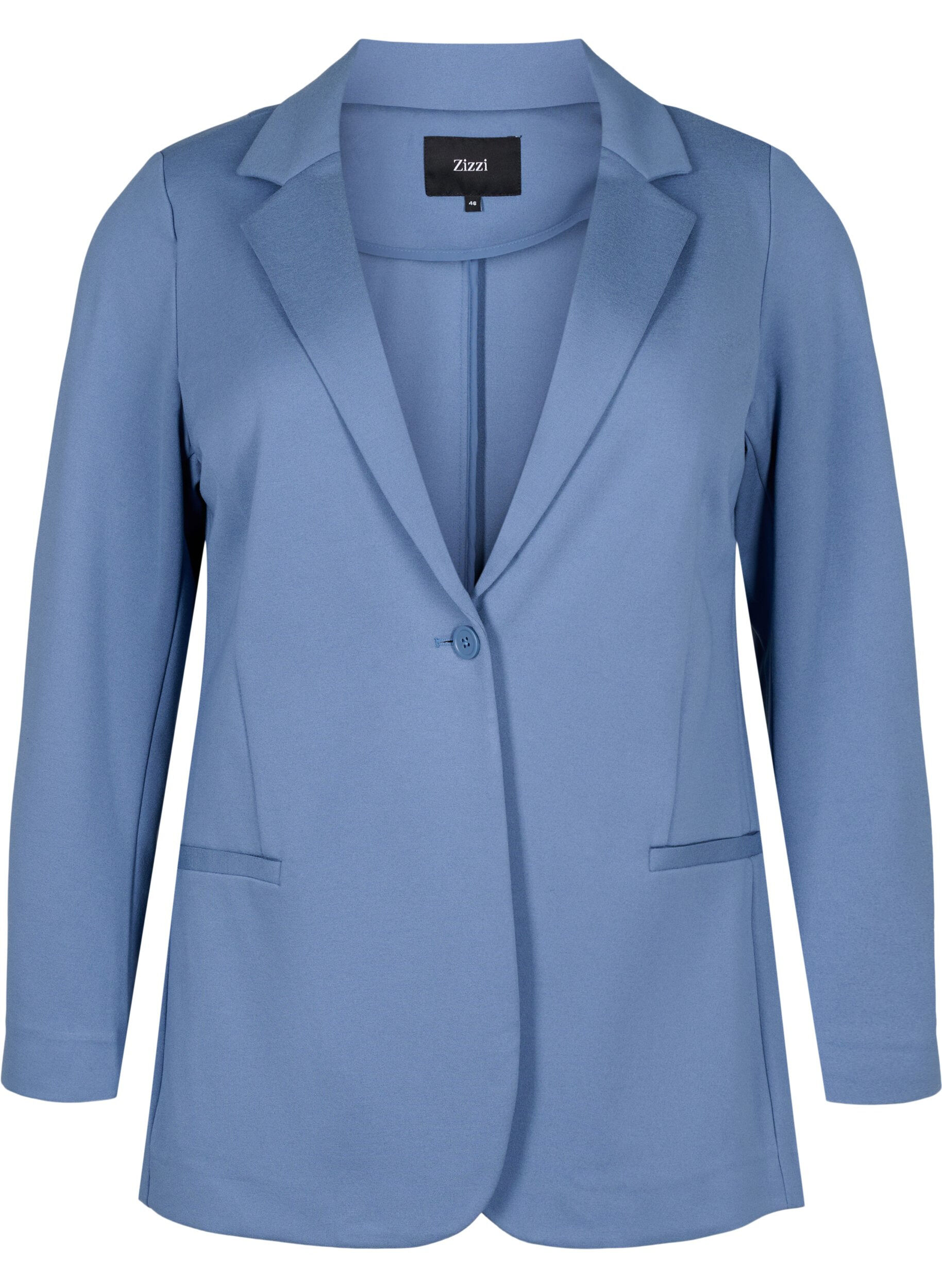 Zizzifashion Simple blazer with button closure, Blue, Packshot image number 0