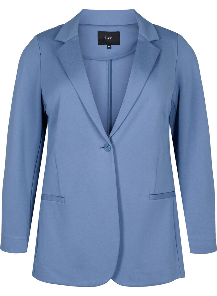 Simple blazer with button closure, Blue, Packshot image number 0
