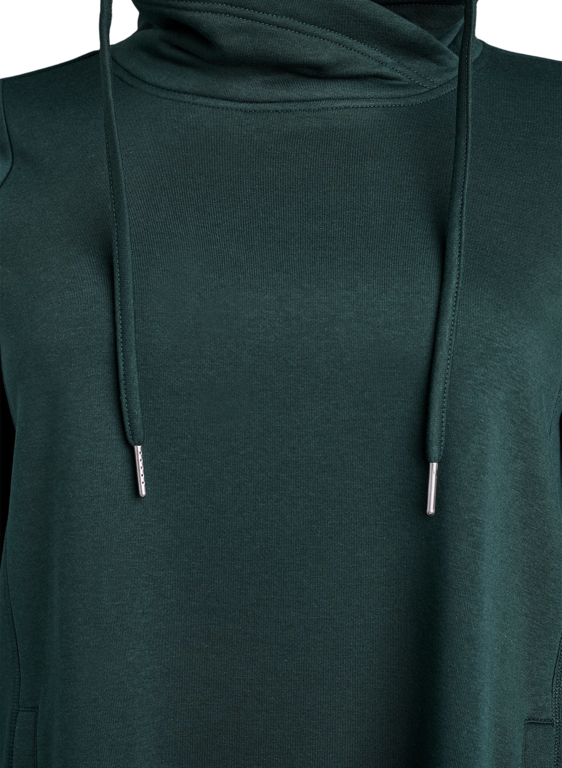 Zizzifashion FLASH - Short sweatshirt dress with high collar and pockets, Green, Packshot image number 2