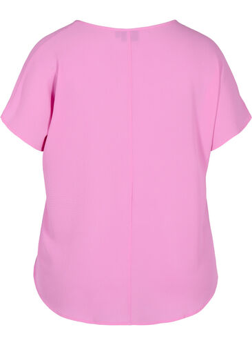 Blouse with short sleeves and a round neckline, Cyclamen, Packshot image number 1