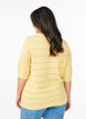 Knitted blouse with a striped openwork pattern and short sleeves, Yellow, Model image number 2