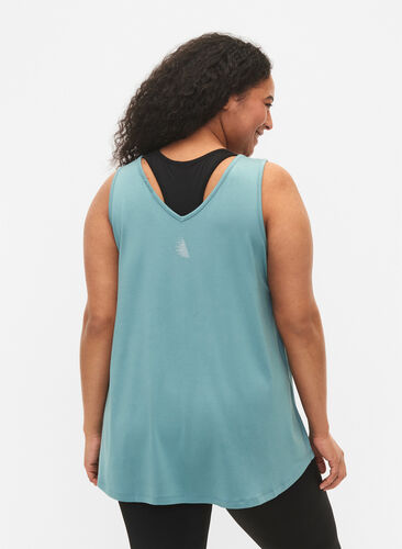Viscose A-line workout top, Smoke Blue w. FLY, Model image number 1