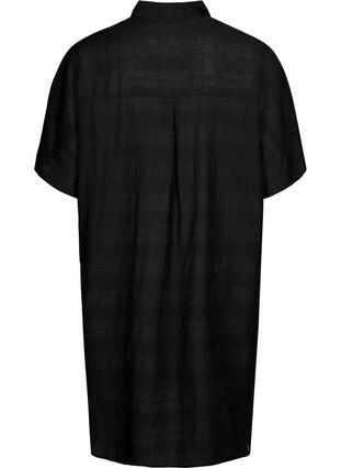 Long shirt in viscose with texture, Black, Packshot image number 1