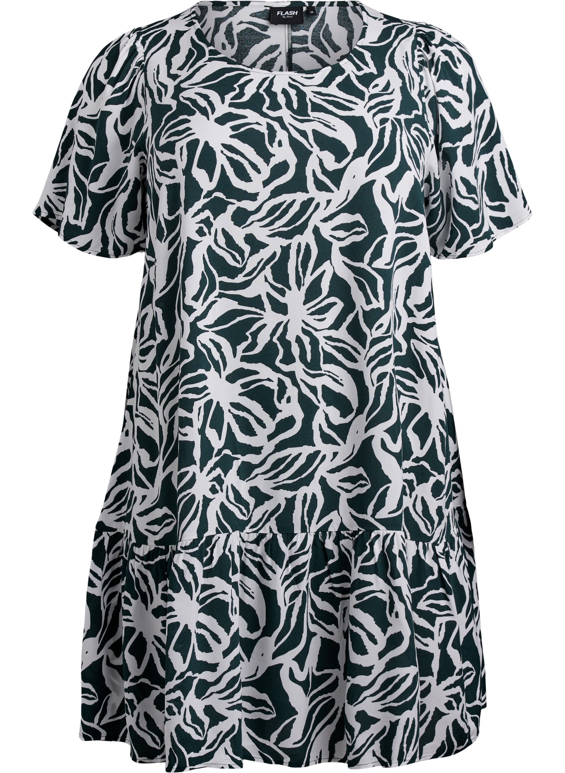 Zizzifashion FLASH - Dress in viscose with cutline, Green, Packshot image number 0