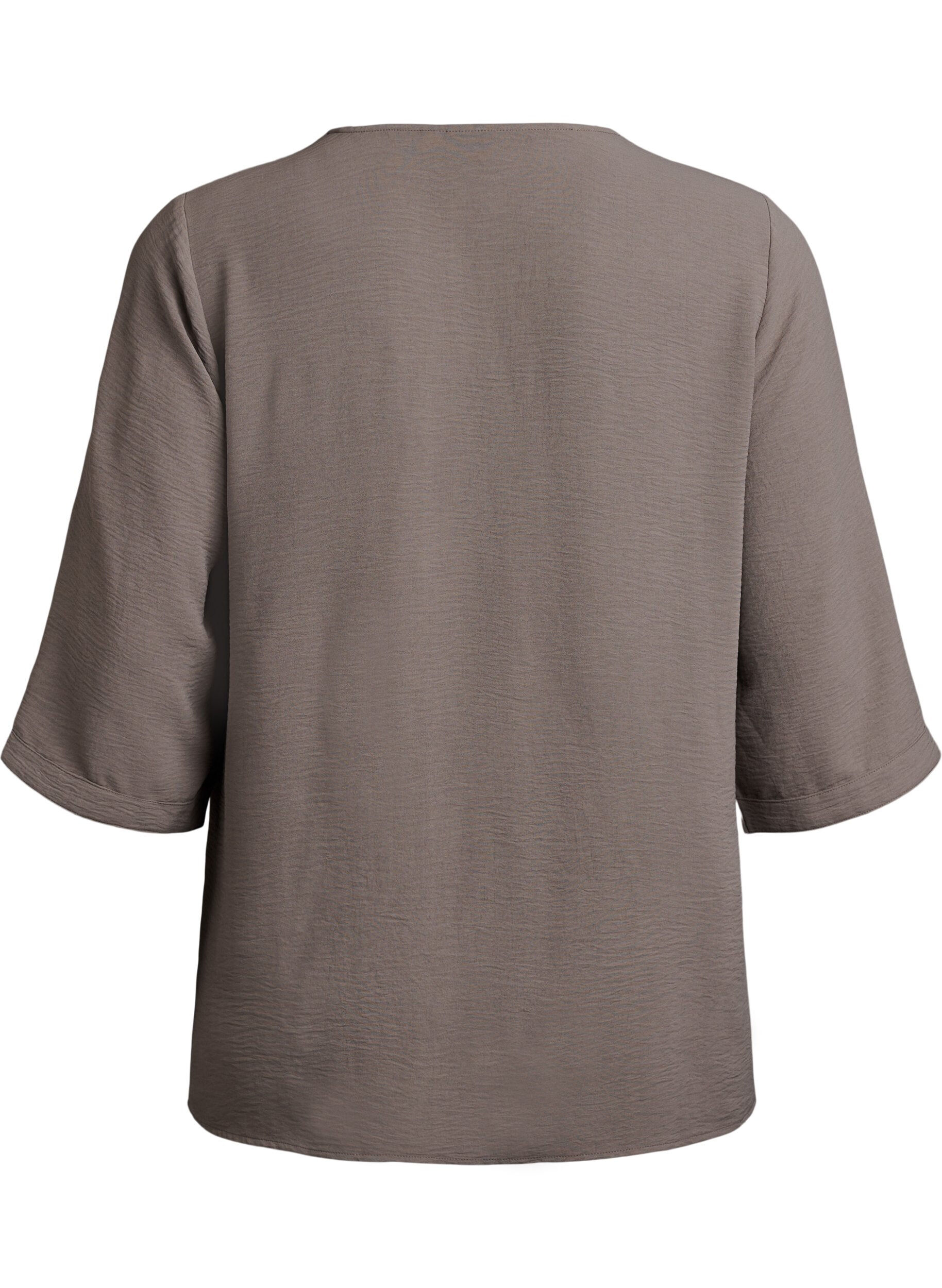 ZizzifashionShirt blouse with V-neck and 3/4 sleeves, Beige, Packshot image number 1