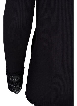 Long-sleeved blouse with lace details, Black, Packshot image number 3
