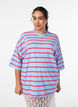 Oversized T-shirt with stripes and 1/2 sleeves, Light Blue, Model image number 0