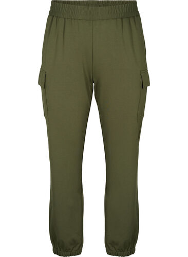 Cargo trousers with elastic waist, Forest Night, Packshot image number 0