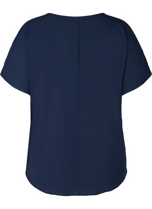 Short sleeved blouse with round neckline, Navy Blazer, Packshot image number 1