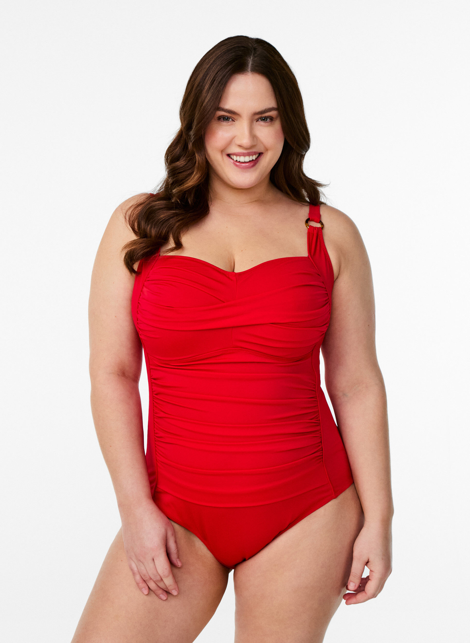 Zizzifashion Padded swimsuit with draping, Red, Model image number 0