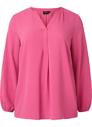 Plain colour top with v-neck, Shocking Pink, Packshot image number 0