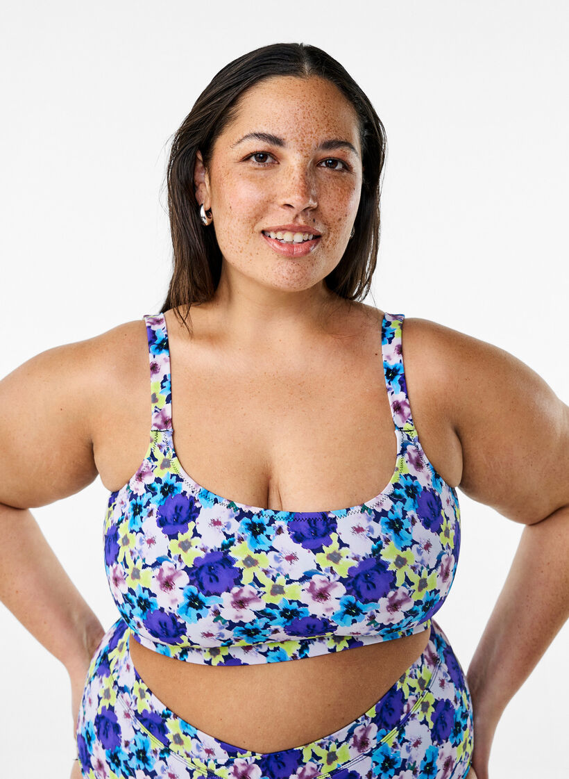 Bikini top with adjustable straps, Purple, Model image number 0