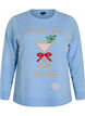 Knitted blouse with a Christmas motif, Light Blue, Packshot image number 0