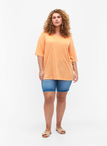 Blouse with 3/4 sleeves, Mock Orange, Model image number 2