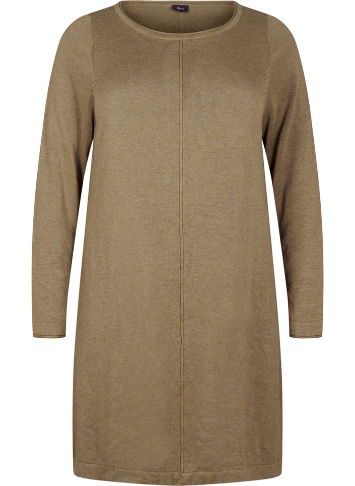 Knitted dress in cotton-viscose blend, Green, Packshot image number 0