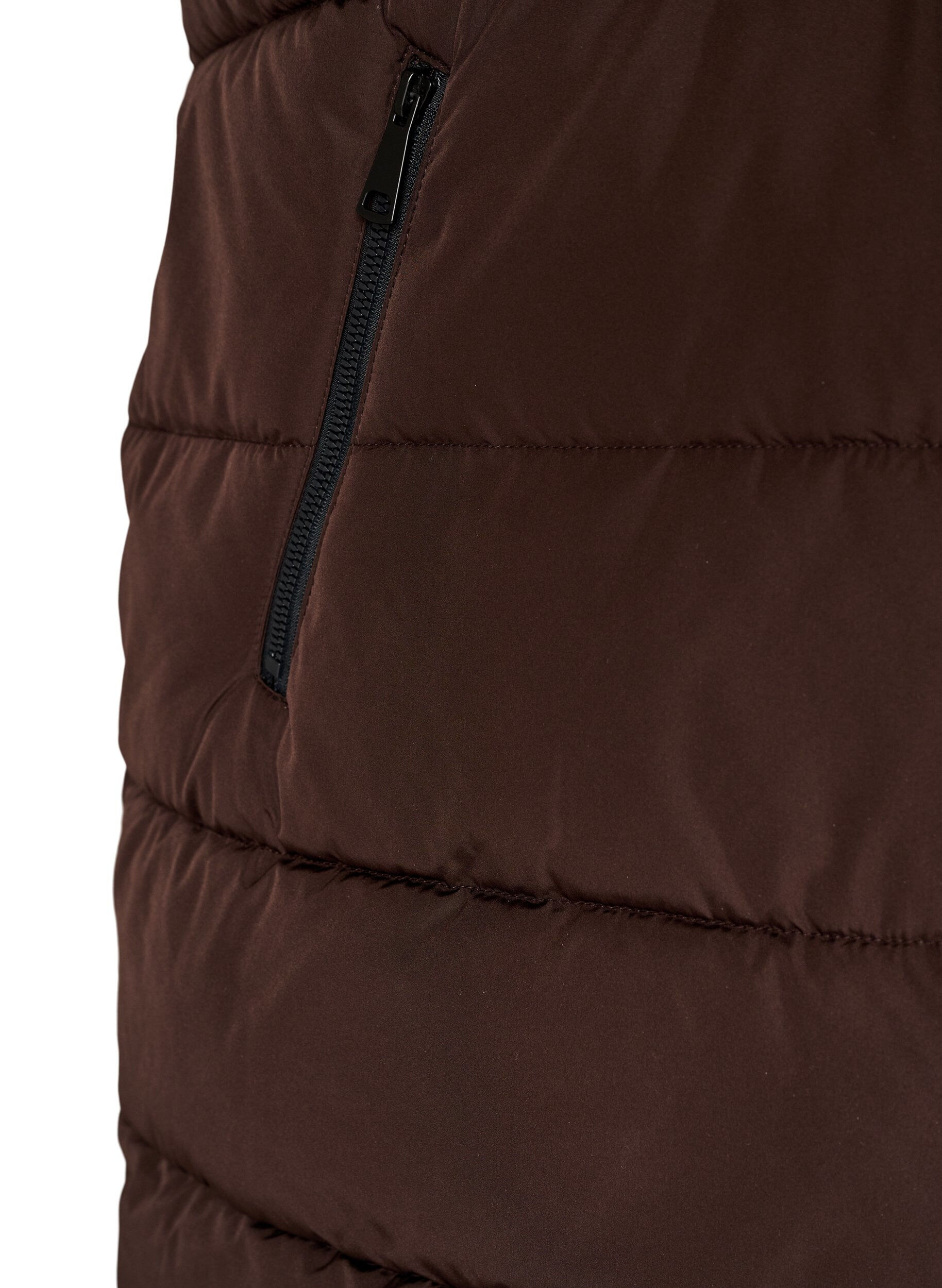 ZizzifashionLong vest with hood and pockets, Brown, Packshot image number 3