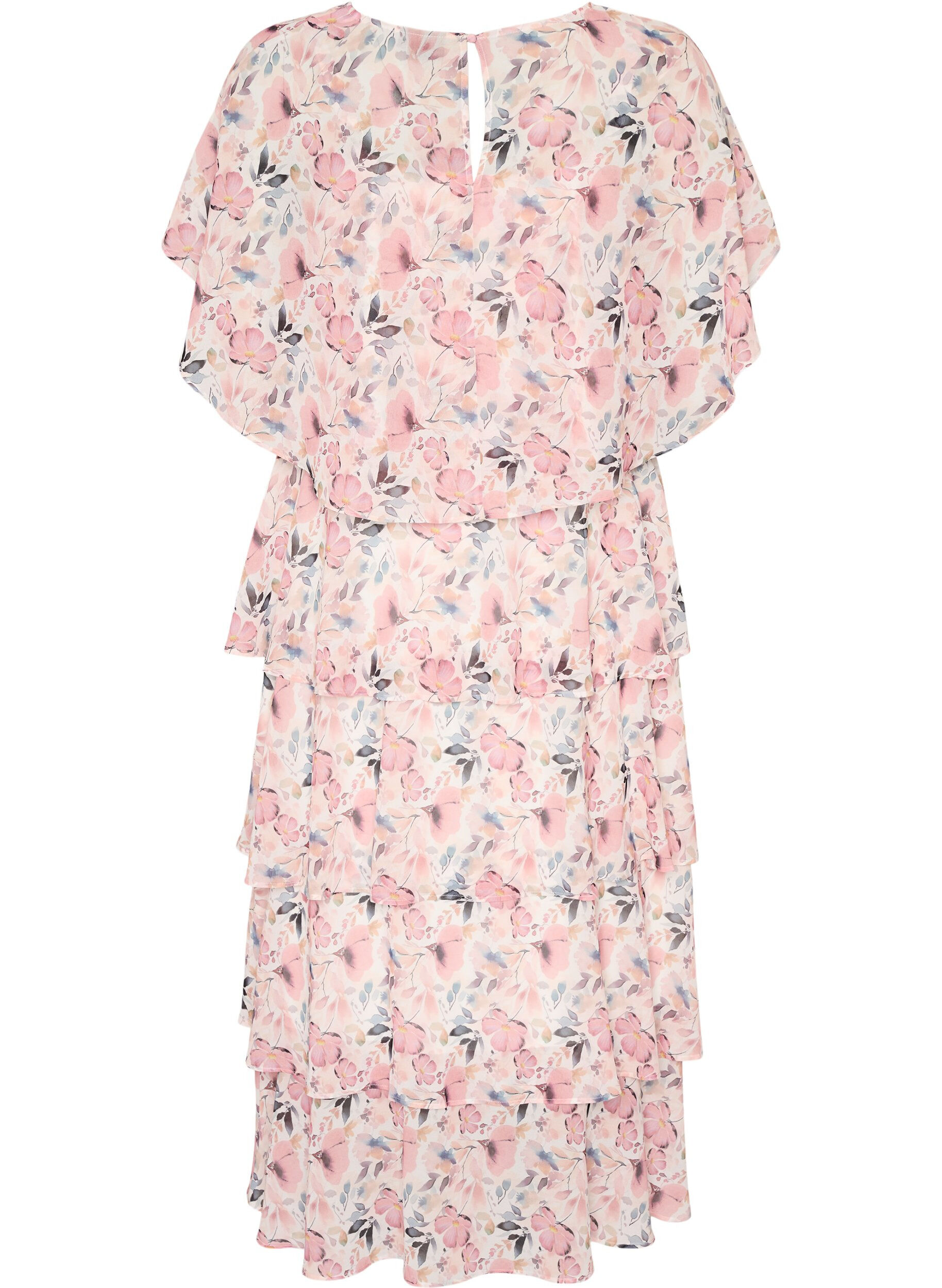 ZizzifashionMaxi dress with ruffle layers and detachable cape, White, Packshot image number 1