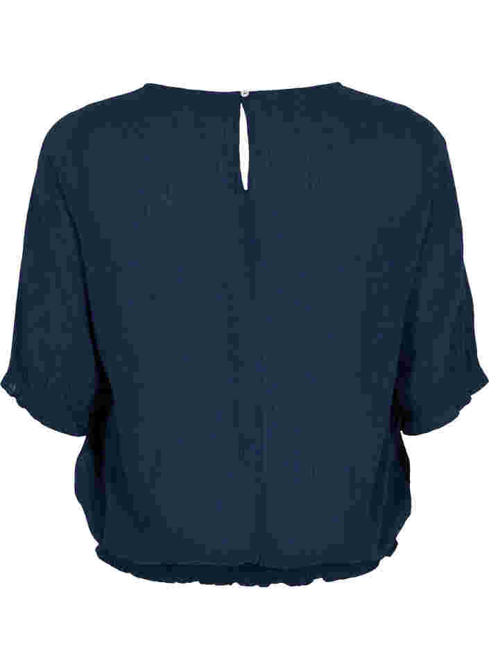 Short-sleeved cotton blouse with smock, Navy Blazer, Packshot image number 1