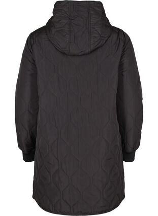 Hooded quilted jacket with large pockets, Black, Packshot image number 1