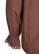 Blouse with embroidery and ruffle details, Brown, Packshot image number 3