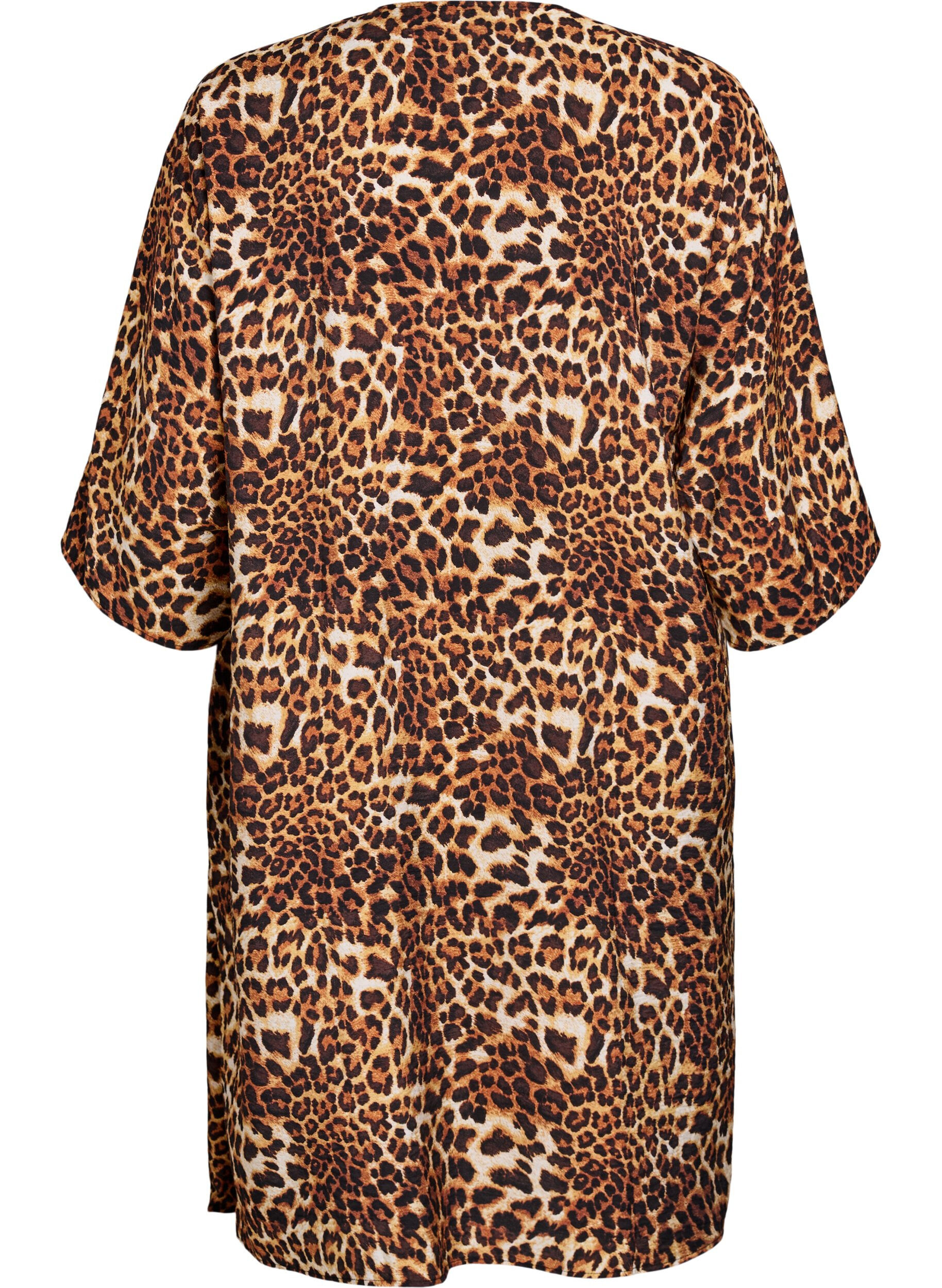 ZizzifashionViscose kimono with 3/4 sleeves, Brown, Packshot image number 1