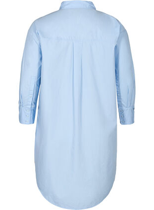 Long cotton shirt with chest pockets, Blue Heron, Packshot image number 1