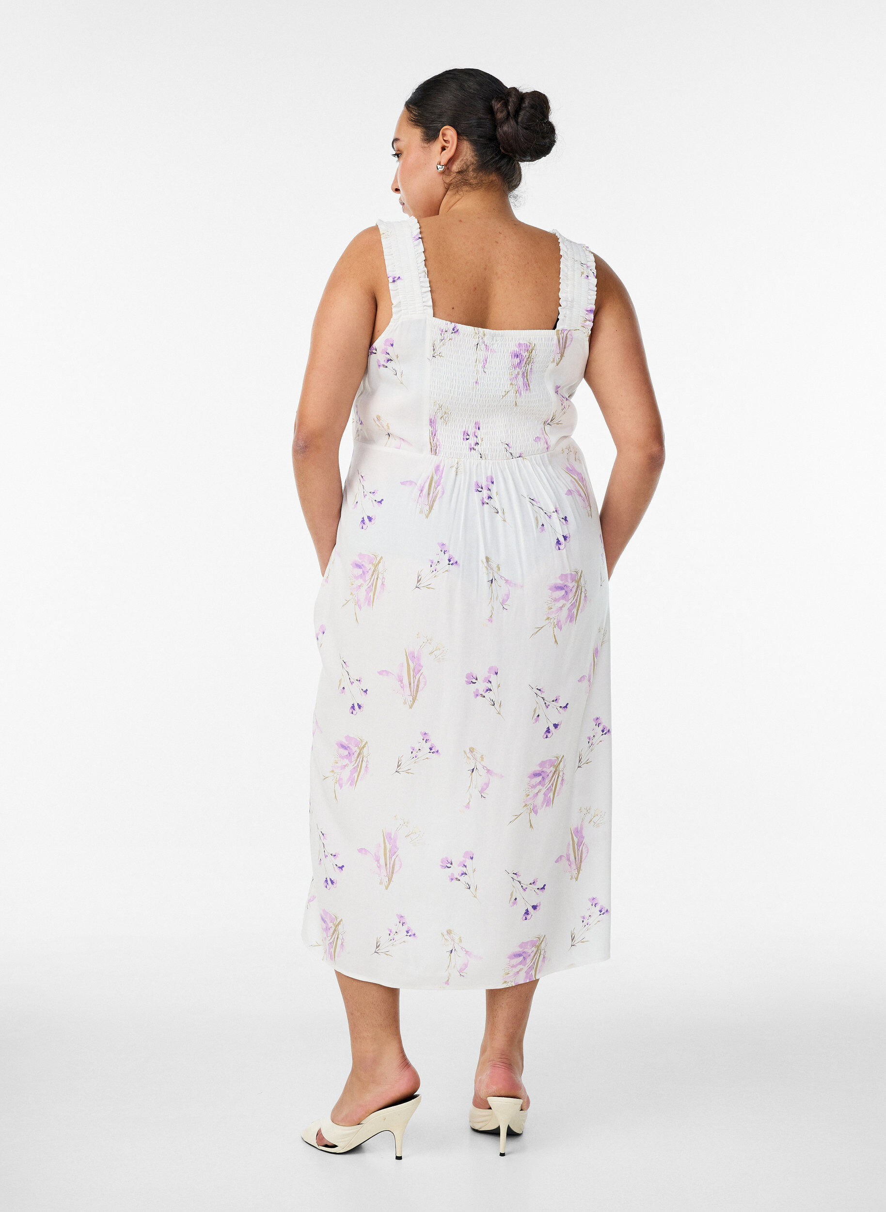 ZizzifashionSummer dress with wide straps, White, Model image number 1