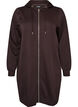 Long hoodie with zip and pockets, Brown, Packshot image number 0