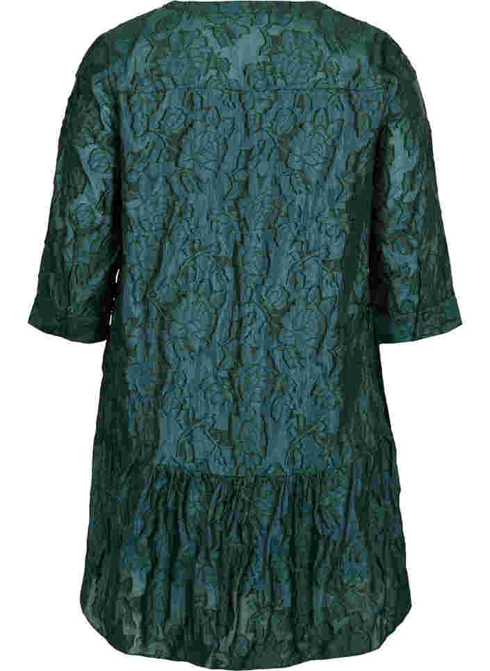 Jacquard A-line dress with ruffles, Scarab, Packshot image number 1