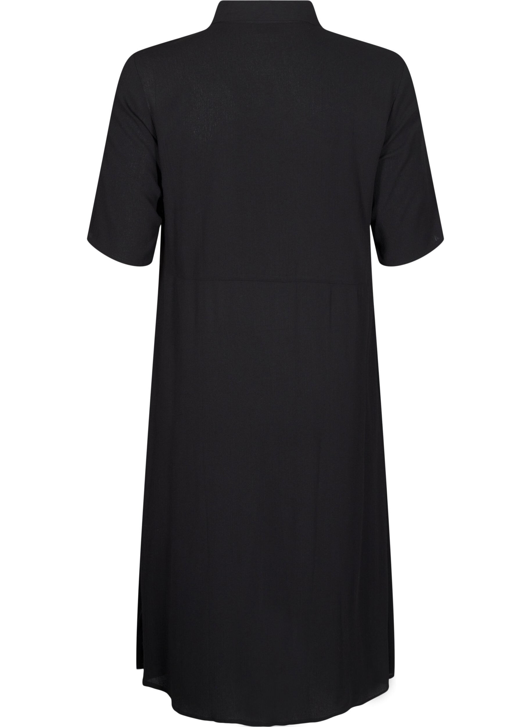 Zizzifashion Midi shirt dress with short sleeves, Black, Packshot image number 1