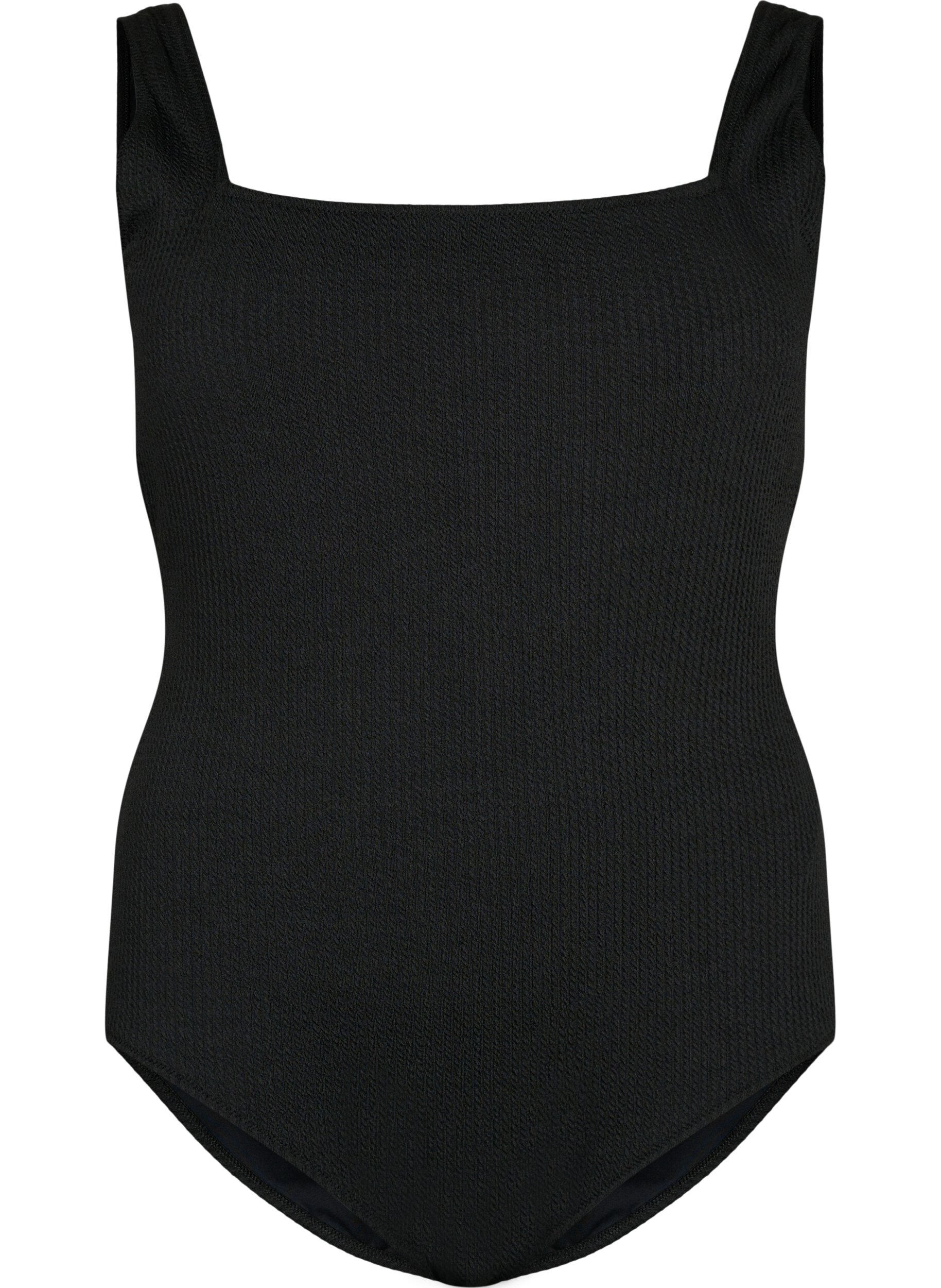 Zizzifashion Swimsuit with crepe structure, Black, Packshot image number 0