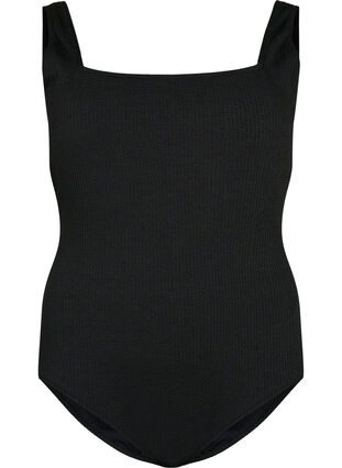 Swimsuit with crepe structure, Black, Packshot image number 0