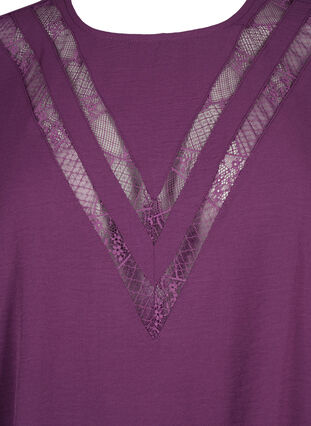 Long-sleeved blouse with lace, Deep Purple, Packshot image number 2
