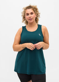 Plain-coloured sports top with round neck, Deep Teal, Model