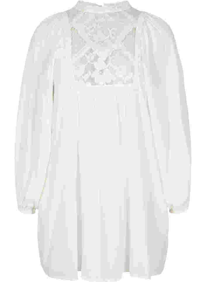 viscose tunic with lace details, Off White, Packshot image number 0
