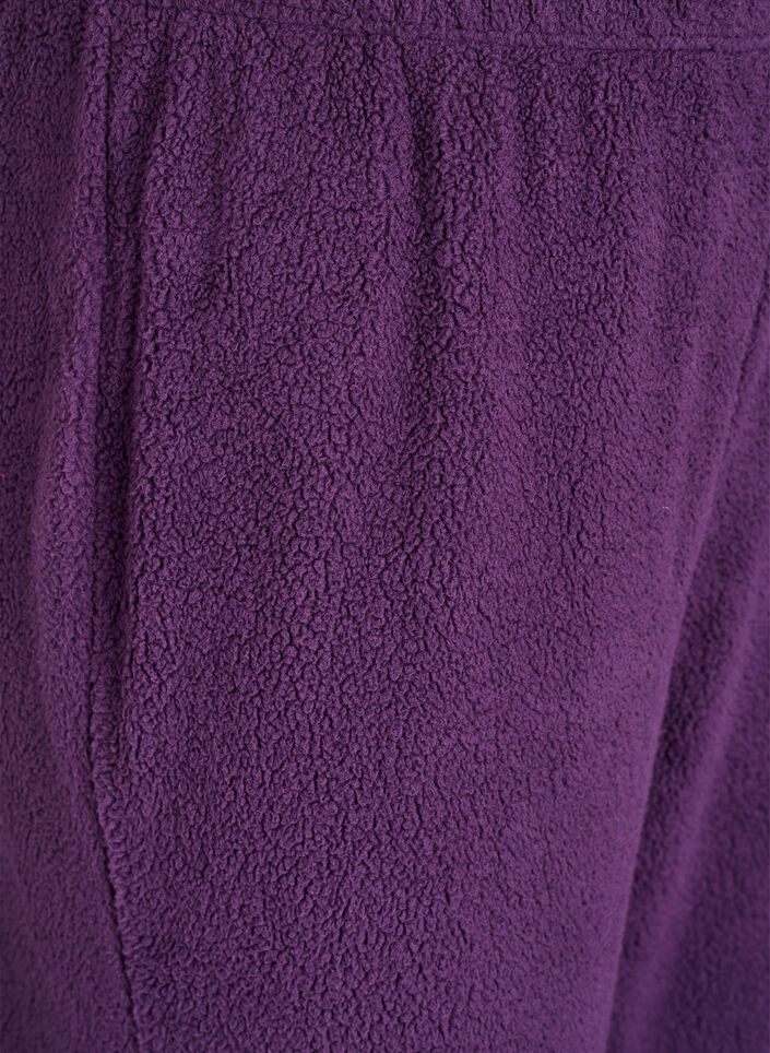 High-waisted teddy fleece trousers, Purple, Packshot image number 2