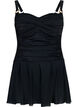 Swim dress with draping and skirt, Black, Packshot image number 0